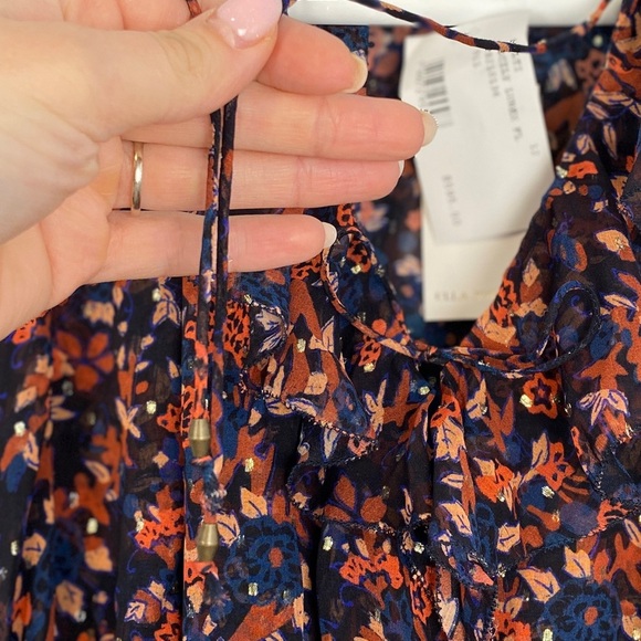 NWT Ulla Johnson Cecily Cosmos-Print Silk Lurex Mini Dress 12 Ruffle Cocktail Pa - Picture 10 of 15